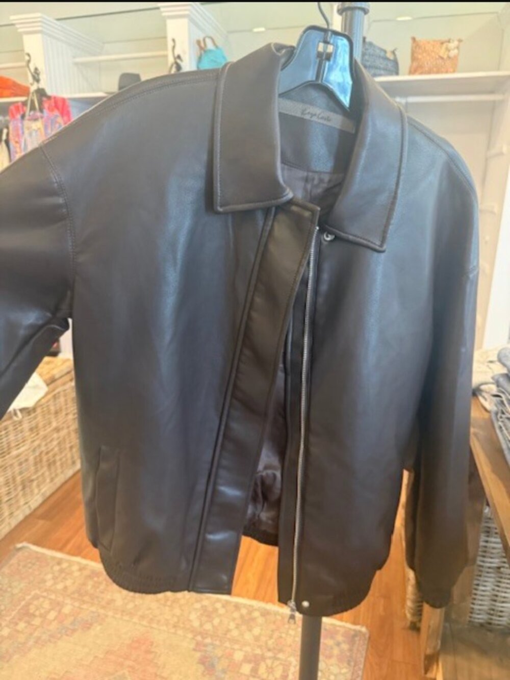 NEW ENZA COSTA bomber leather jacket in dark brown - Picture 9 of 9